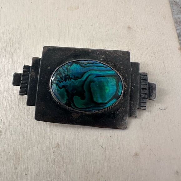 Vintage A.Mapion Signed Sterling Mexican Modernist Brooch - Picture 2 of 8